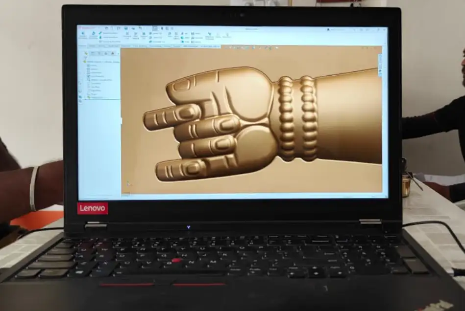 Reverse-engineered CAD model of a mechanical assembly on screen
